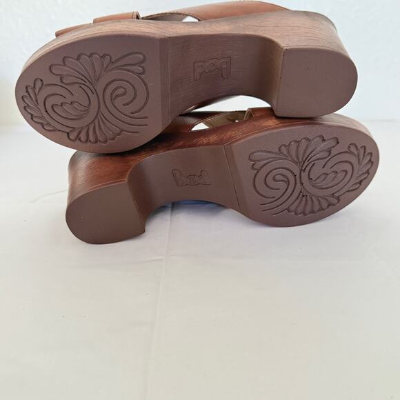 BOC Gina SlipOn Leather Crisscross Platform Sandals Sz 9 Chunky Brown Granny New - Picture 4 of 10